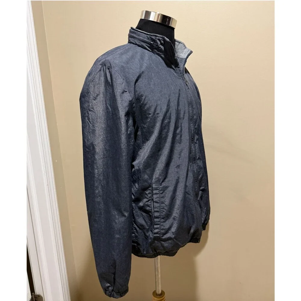 Banana Republic Mens M Packable Windbreaker Jacket Hidden Hood Full Zip Gray